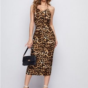 Leopard Criss Cross Mini Dress